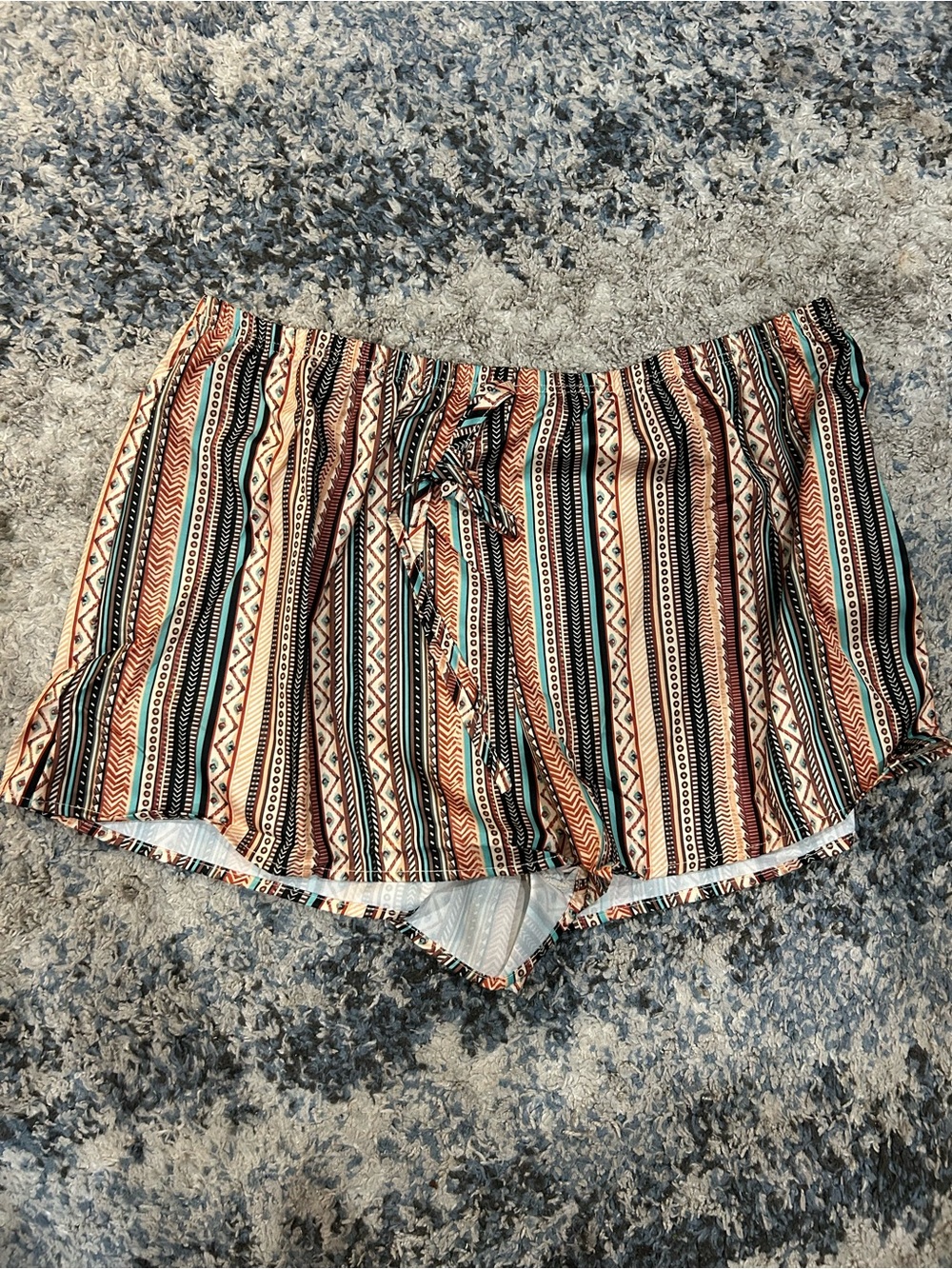 SHEIN Women's Striped Tribal Print Drawstring Shorts - Multicolor